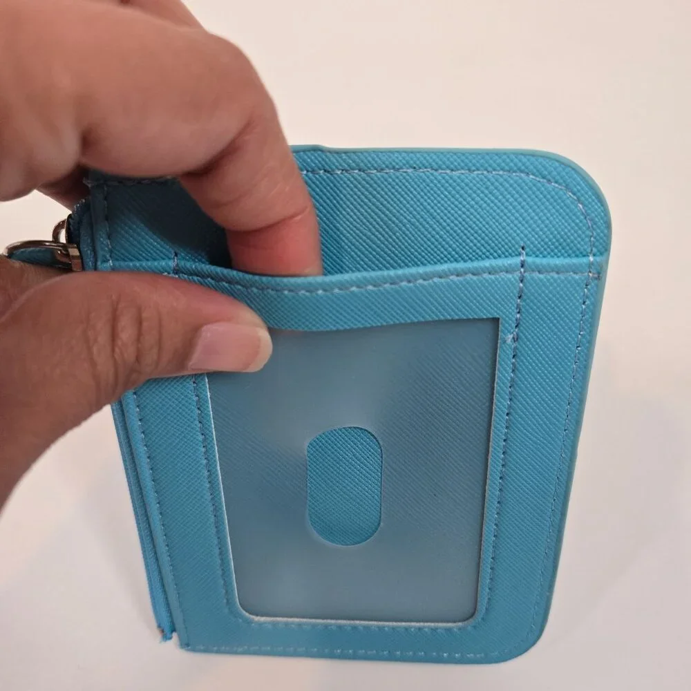 Badtz-Maru Blue Zip Top Coin Purse & ID Wallet Card Holder with Keychain